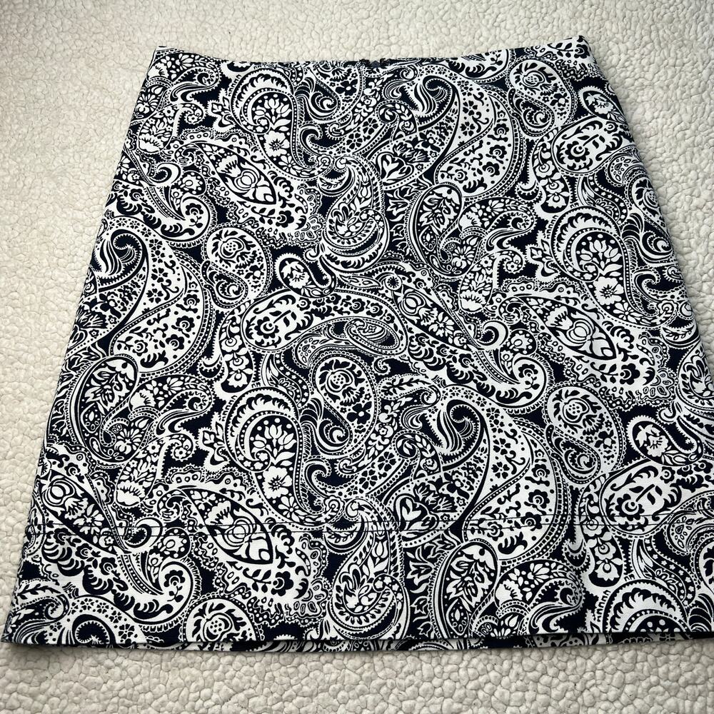 Talbots Navy White Paisley Pattern Pencil Skirt 6